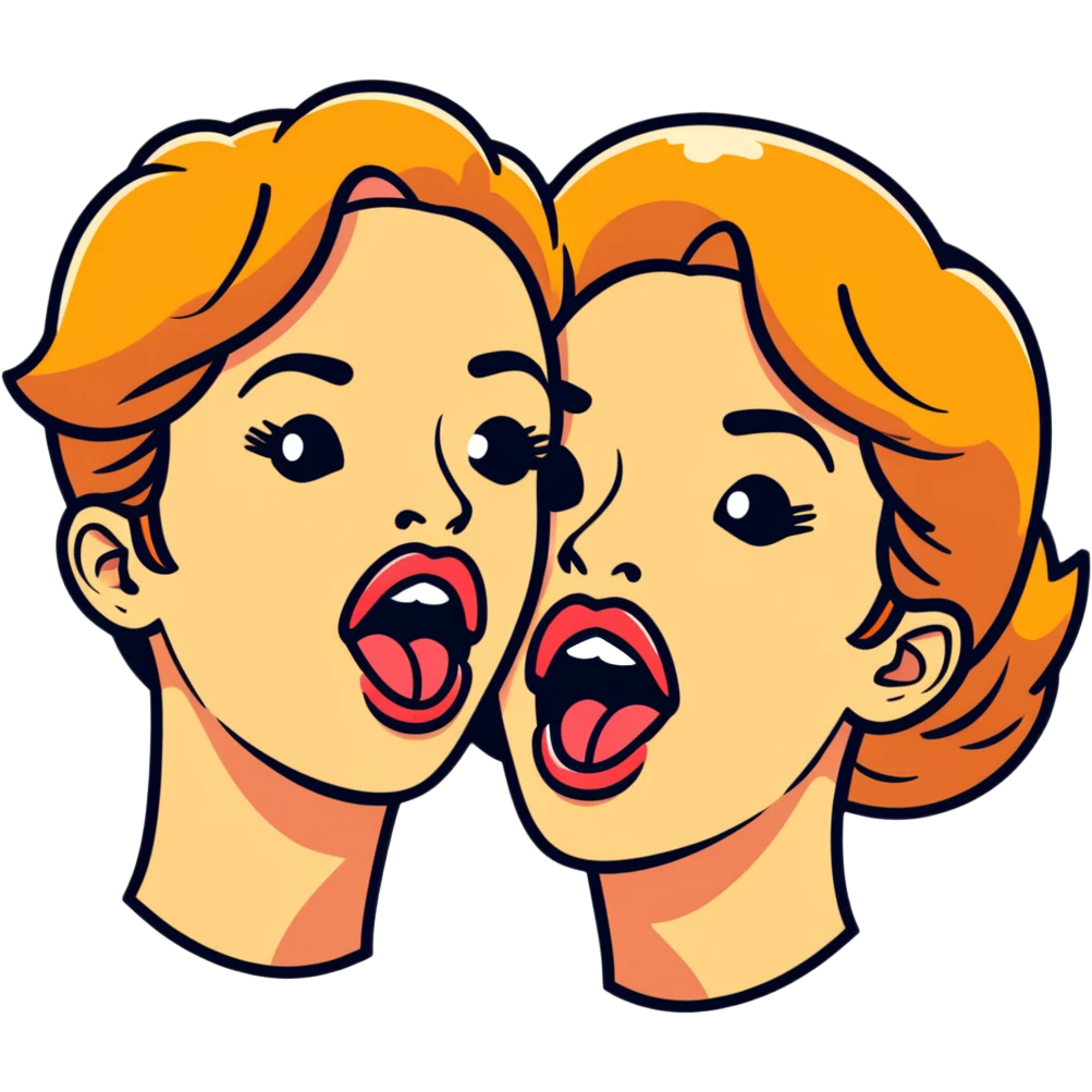 woman with two heads sticking out their tongues emoji
