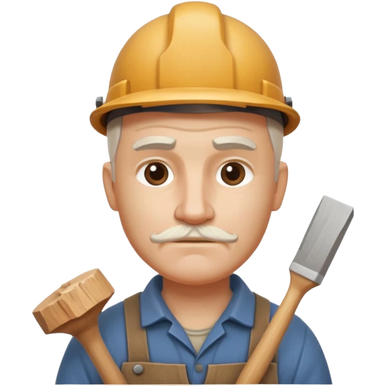 wood carving carpenter portrait, head and shoulders only, carving wooden figure with chisel, wood shavings visible, focused craftsman expression, artisan workshop vibe, 3D cartoon style, mobile game icon style, clean background, no text, no watermark
 emoji