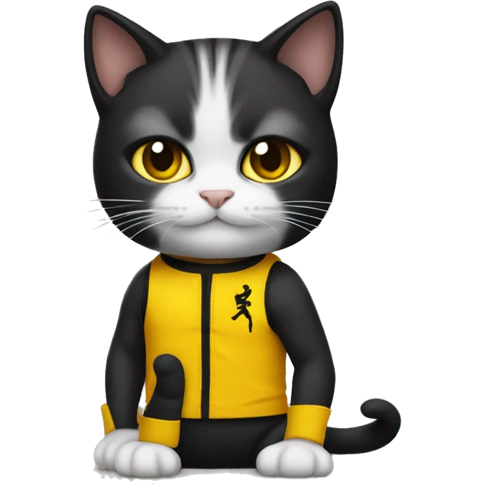 cat wearing bruce lee costume emoji