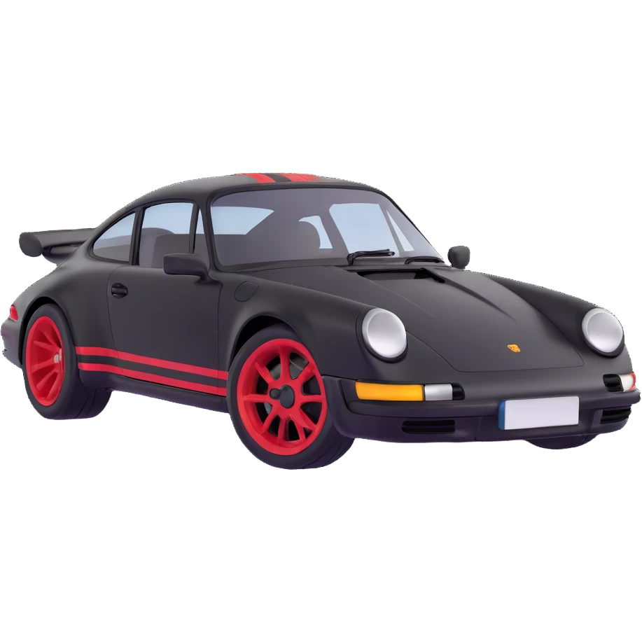 Black Porsche 911 with red details emoji