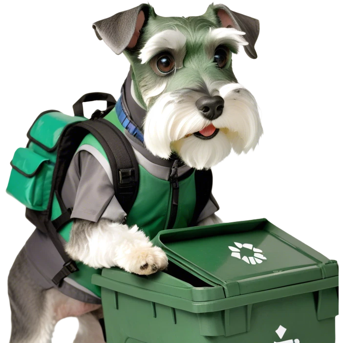 miniature schnauzer dumpster diving  emoji