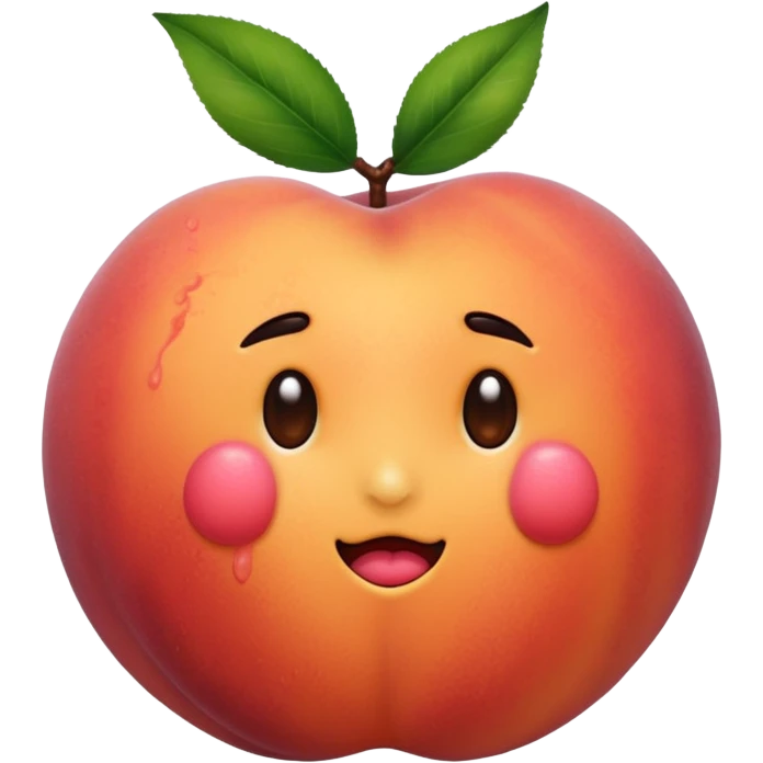 A peach with handmarks with fuzzy hair emoji