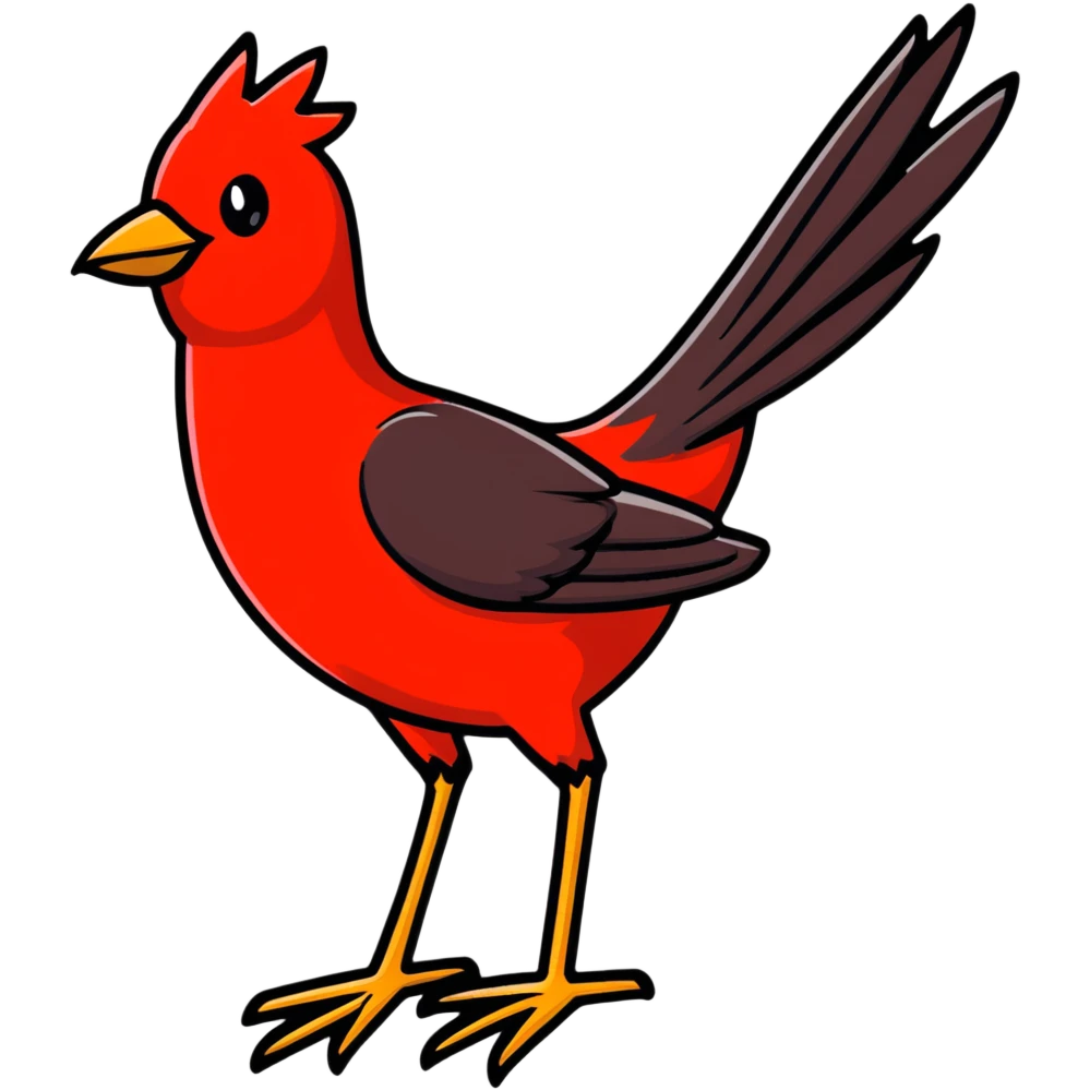 a vibrant red bird, kırmızı kuş emoji