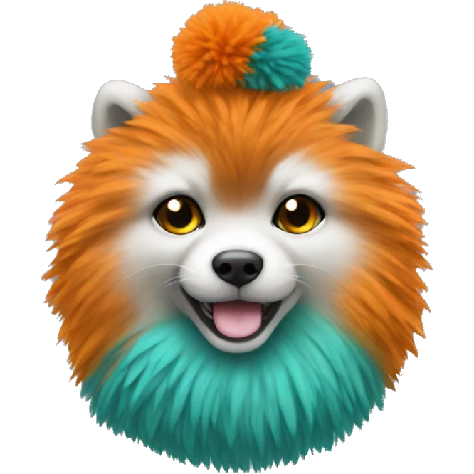 Teal and orange pompom emoji