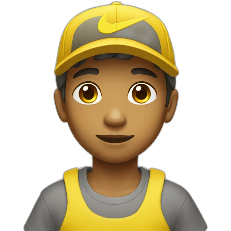 Morocho boy in yellow attire with a yellow Nike cap 🌟. emoji