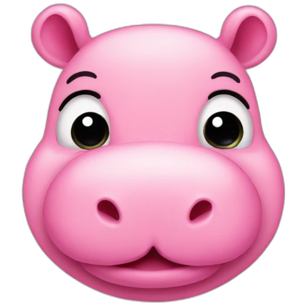 cute pink hippo winking with one eye closed emoji