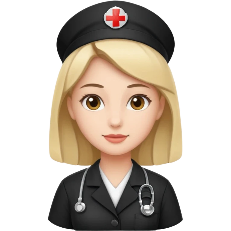 Nurse wearing black emoji