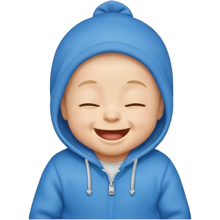 baby boy emoji, laughing with eyes closed, blue hoodie emoji