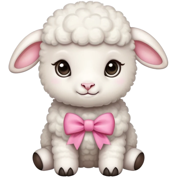 cute baby lamb with pink bow emoji