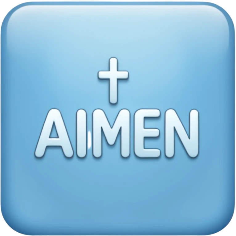 light blue word "amen" simple font in rectangle emoji