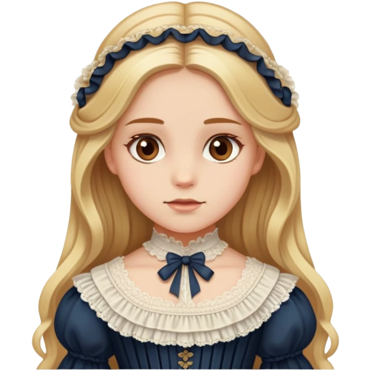 Girl with long blonde hair, reddish brown eyes and Victorian dress  emoji