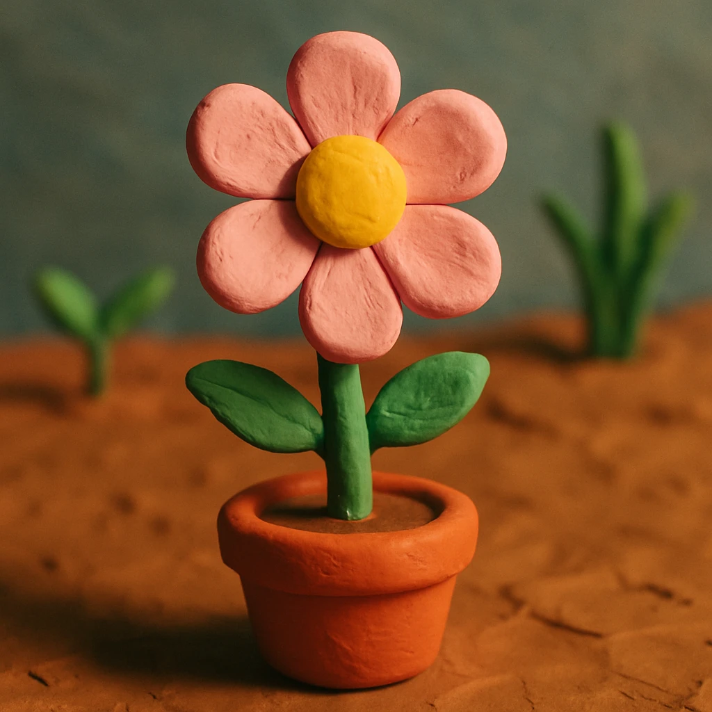 aesthetic flower, claymation style emoji
