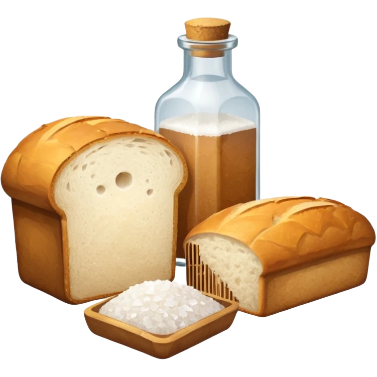 one simple a bottle of salt and a loaf of bread emoji
