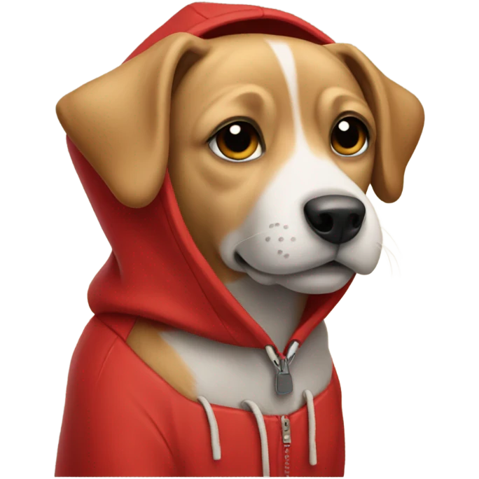 Dog wearing a red hoddie emoji