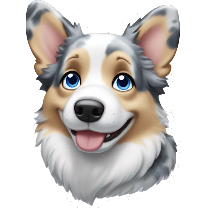 Blue Merle corgi with blue eyes no tail emoji