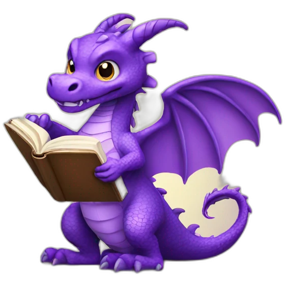 purple dragon holding book emoji