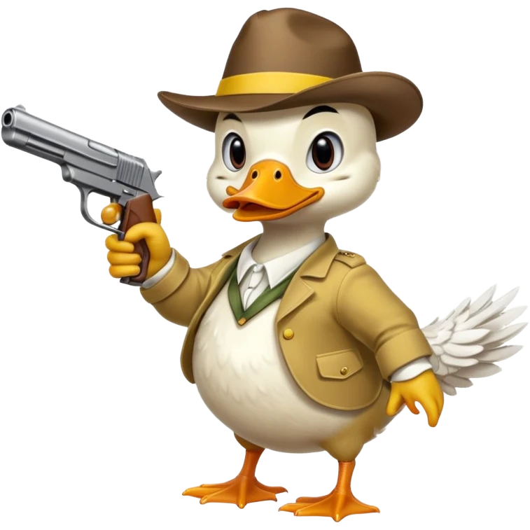 angry duck with a gun in his hand pointing at us  emoji