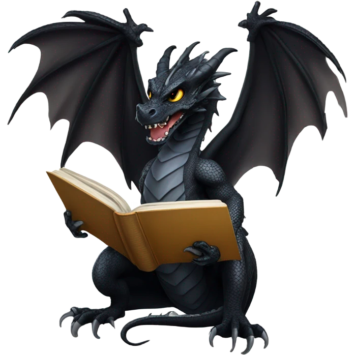 black dragon with a book emoji