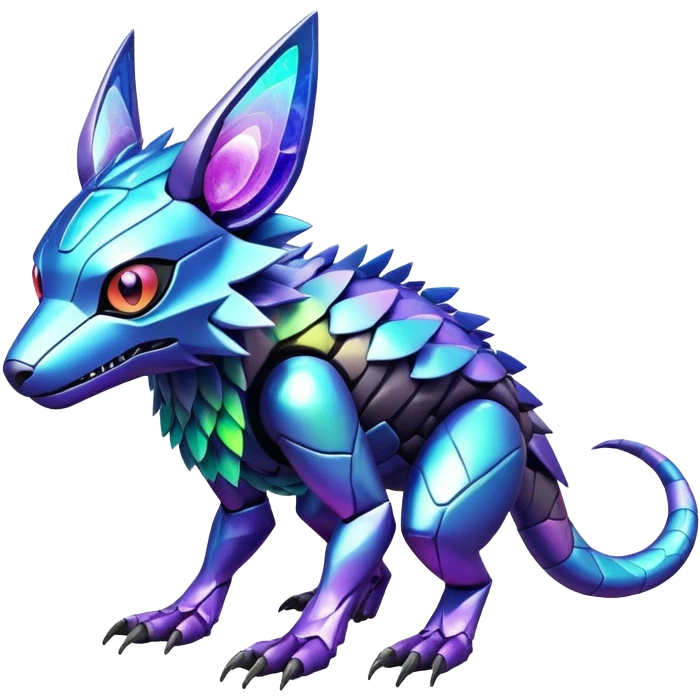  exotic colorful futuristic modern cyber-Fakémon-Digimon-Trico-Vernid-creature emoji
