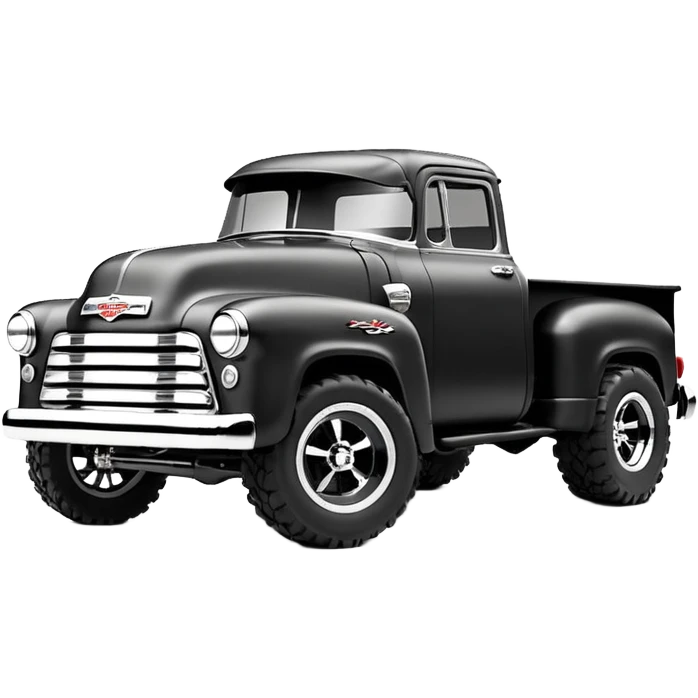 1:10 off-road lcg smoking Arrma Traxxas Basher Wednesday Adam’s 1954 blackened tarnished hotrod streamlined anime Chevrolet extended cab rc pickup (extra wide low-profile pin tires chrome wheels with fenders) emoji