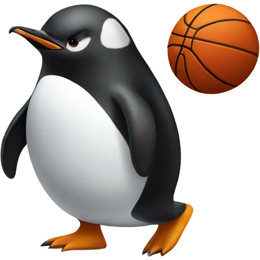 Penguin playing basketball emoji