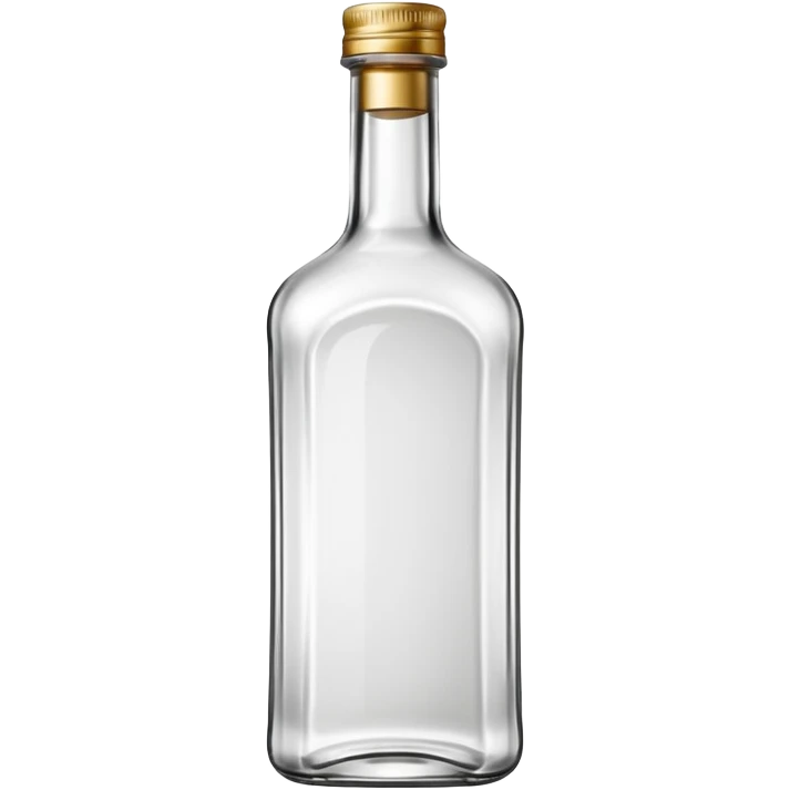 clear glass bottle tall with long neck and straight sides filled with colorless white rum, minimal or blank label, metallic cap or cork, dense strong liquid, no extras, soft lighting, emoji scale emoji