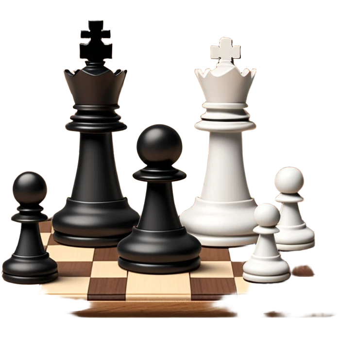 A chessboard with a few strategically placed pieces, including a king, queen, and pawns. The scene highlights the classic black and white squares of the board, emphasizing strategy and thoughtfulness in the game of chess. emoji