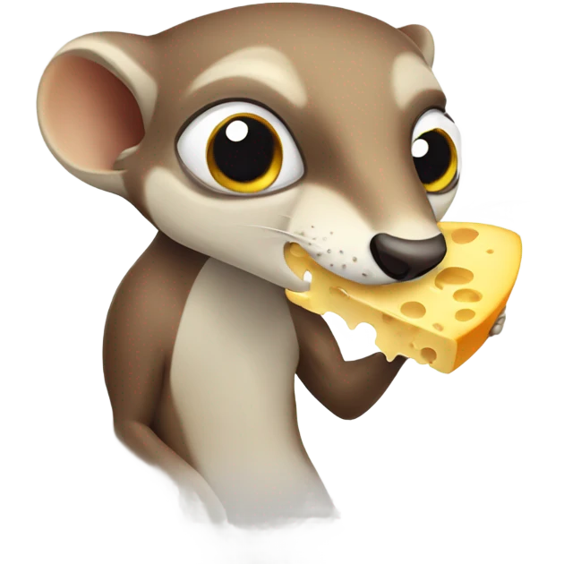 Scary Weasel with wide eyes eating cheese emoji
