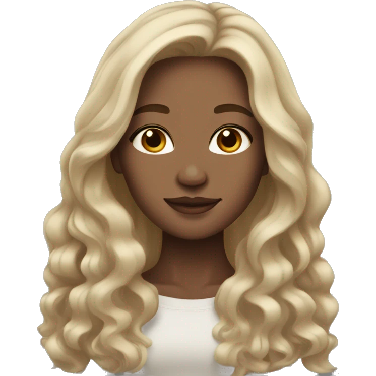 Beautiful woman with light skin, brown eyes, dark brown long wavy hair emoji
