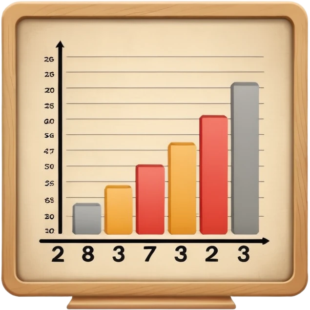 a board with a paper, the paper has bar graph in it, in neutral color emoji