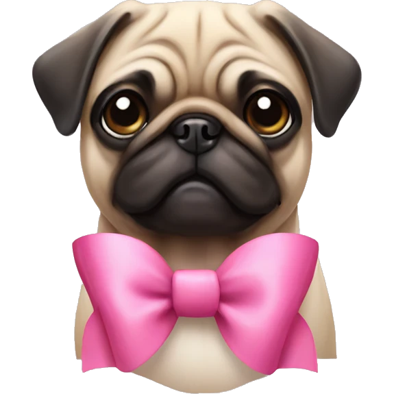 pug with a pink bow emoji