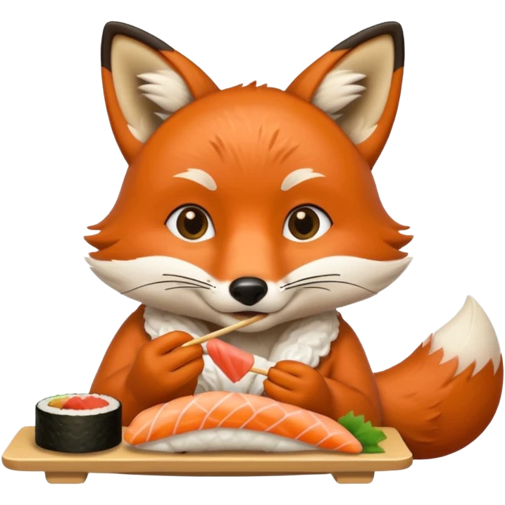 fox eating sushi emoji
