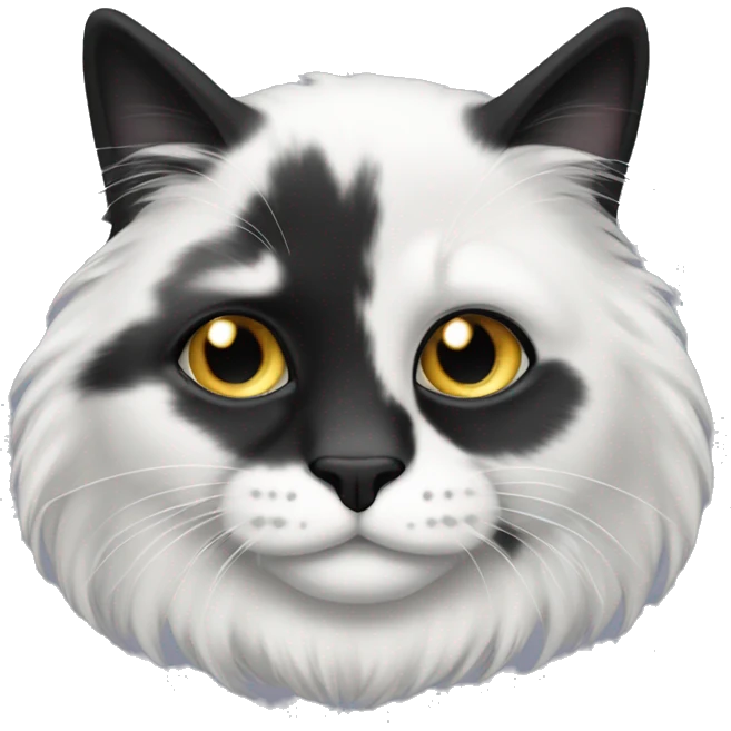 black and white long hair cat emoji