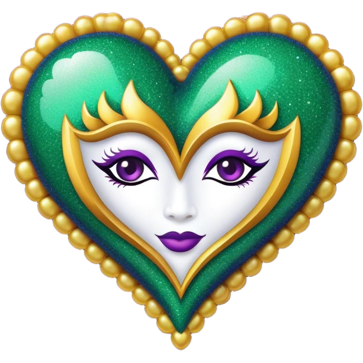 Mardi Gras glitter heart  emoji