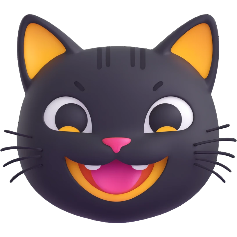 A cute cat emoji in the style of Microsoft 3D Fluent emojis. emoji