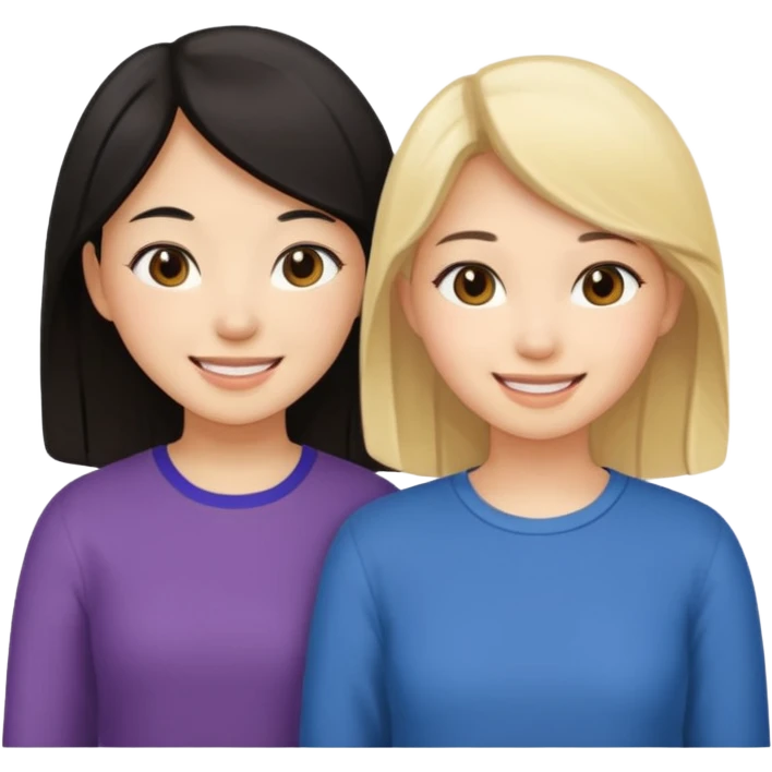 Two girl best friends one Asian the other blonde emoji