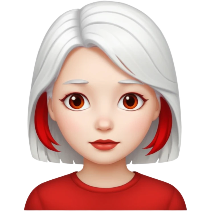 Girl with white hair, white skin, red and warm cheeks  emoji
