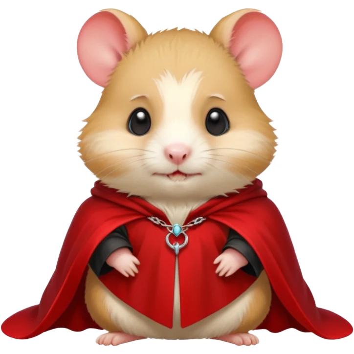 { "type": "object", "look": "hamster in red collar cloak", "description": "a vampire hamster wearing a red collar cloak" } emoji