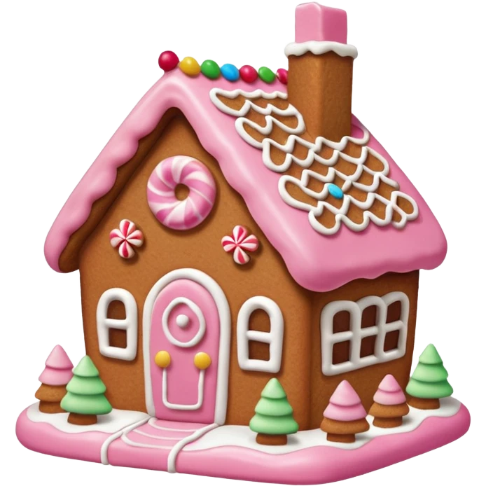 Gingerbread house pink emoji