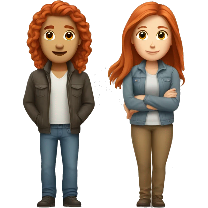 Red haired couple woman with long hair emoji