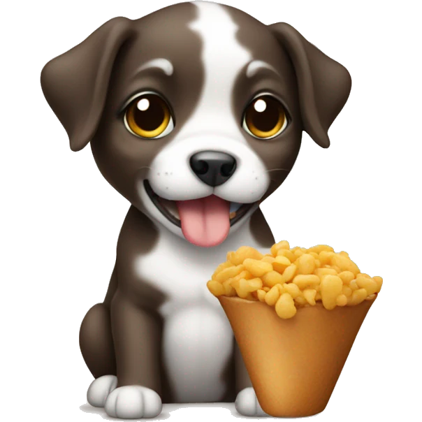 a cute puppy is eating emoji