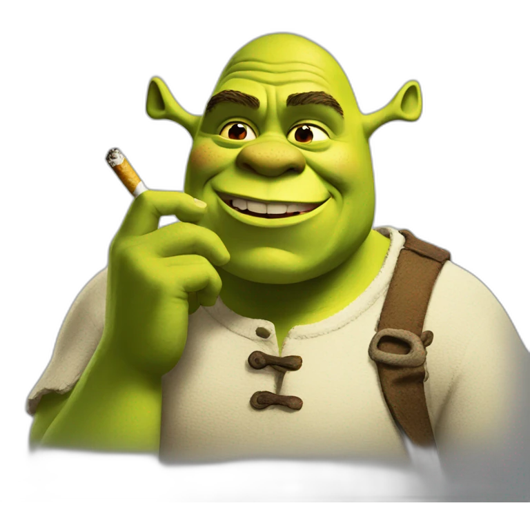 Shrek with a cigarette emoji