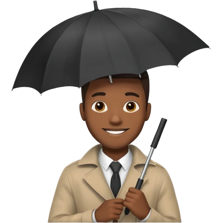 black man holding umbrella emoji