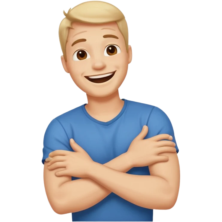 arms crossed holding neck laughing guy  emoji