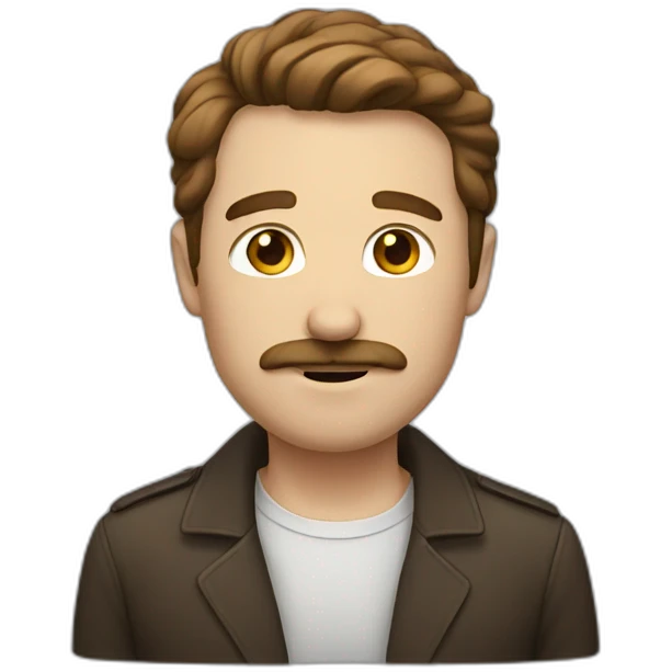 white man with brown hair and mustache emoji