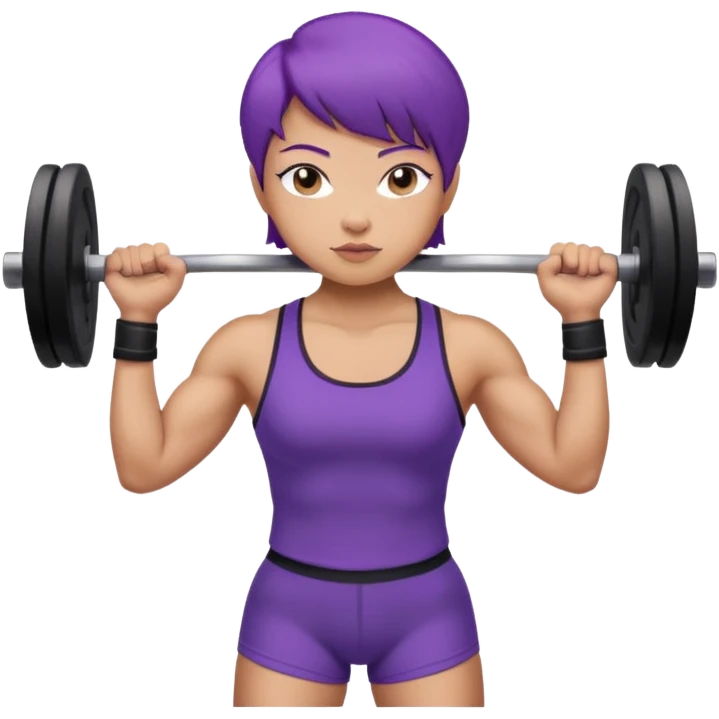 weight lifting female short purple hair asian emoji