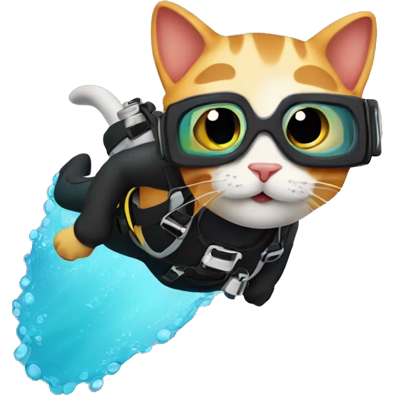 A cat scuba diving emoji