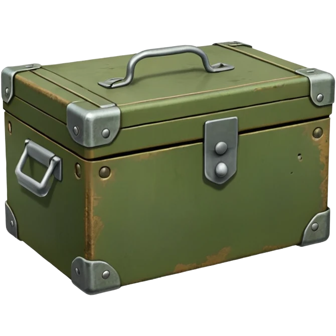 closed military box, simple shape, green or brown color, hint of military purpose emoji
