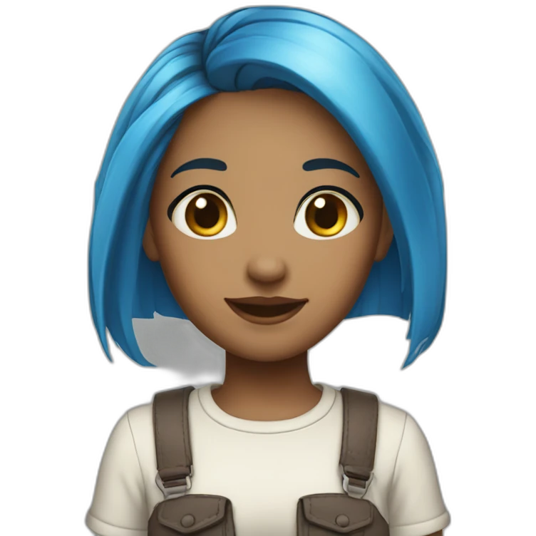Andella girl blue hair smooth emoji