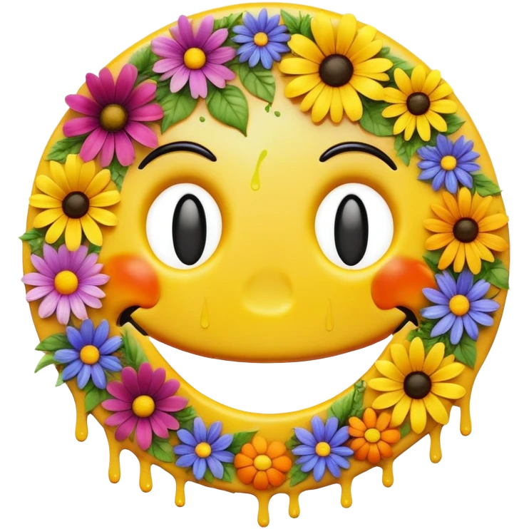 smiley melted garden flowers  emoji